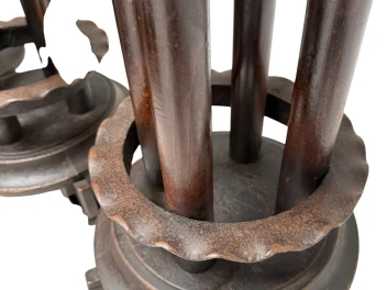 Six Art Deco Amsterdamse School Stools with Leather Tops, 1920s